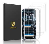 UNBREAKcable 4-Pack Screen Protector for iPhone 17 Pro Max, Double Shatterproof Tempered Glass [Easy Installation Frame] [9H Hardness] [99.99% HD Clear] [Case Friendly] for iPhone 6.9 inch