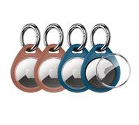 UNBREAKcable AirTag Holder Keychain, 4 Pack TPU Case for Apple AirTag 1 & 2 | Water Resistant, Secure Protective Case with Keyring, Premium Zinc Alloy Spring Clip, Scratch-Resistant, Clear Front Cover