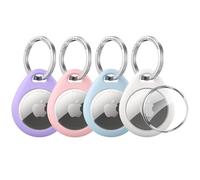 UNBREAKcable AirTag Holder Keyring, 4 Pack TPU Case for Apple AirTag 1 & 2 | Water Resistant, Durable, Secure Protective Case, Premium 304 Stainless Steel Keychain, Scratch-Resistant, Clear Front Cover