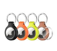 UNBREAKcable AirTag Holder Keyring, 4 Pack TPU Case for Apple AirTag 1 & 2 | Water Resistant, Durable, Secure Protective Case, Premium 304 Stainless Steel Keychain, Scratch-Resistant, Clear Front Cover