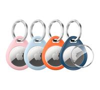 UNBREAKcable AirTag Holder Keyring, 4 Pack TPU Case for Apple AirTag 1 & 2 | Water Resistant, Durable, Secure Protective Case, Premium 304 Stainless Steel Keychain, Scratch-Resistant, Clear Front Cover