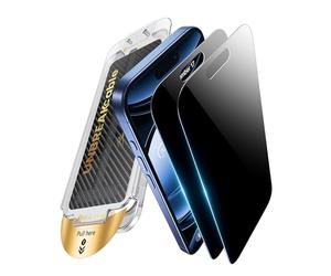 UNBREAKcable for iPhone 15 Pro Max Privacy Screen Protector, Tempered Glass 6.7", DustProof OneStep Installation, 25° Anti-Spy, 9H Military-Grade Shatterproof, Bubble-Free, Case-Friendly, 2 Pack