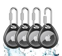 UNBREAKcable Holder for Apple AirTag (4 Pack) - TPU Protective Case with 304 Stainless Steel Twist Lock Carabiner Clip, Anti-Lost, Waterproof, Snug Fit, Anti-Scratch, Black