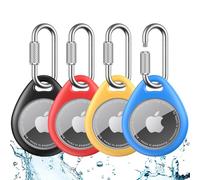 UNBREAKcable Holder for Apple AirTag (4 Pack) - TPU Protective Case with 304 Stainless Steel Twist Lock Carabiner Clip, Anti-Lost, Waterproof, Snug Fit, Anti-Scratch, 4 Colours