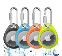 UNBREAKcable Holder for Apple AirTag (4 Pack) - TPU Protective Case with 304 Stainless Steel Twist Lock Carabiner Clip, Anti-Lost, Waterproof, Snug Fit, Anti-Scratch, 4 Colours