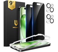 UNBREAKcable iPhone 15 Plus Privacy Screen Protector 2-Pack, Upgraded Dual-Tempered Glass + 2 Camera Lens Protectors, 25° Anti-Spy, Military-Grade 9H+, HD Clear, Anti-Fingerprint, 6.7 Inch