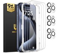 UNBREAKcable iPhone 15 Pro Screen Protector 3-Pack, Upgraded Dual-Tempered Glass + 3 Camera Lens Protectors, Military-Grade 9H Hardness, HD Clarity, Anti-Fingerprint, Case Friendly, 6.1 Inch