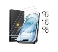 UNBREAKcable iPhone 15 Screen Protector 3-Pack, 3 Tempered Glass + 3 Camera Lens Protectors, 9H Hardness, HD Clarity, Anti-Fingerprint, Case Friendly, 6.1 Inch