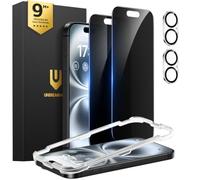 UNBREAKcable iPhone 16 Plus Privacy Screen Protector 2-Pack, Upgraded Dual-Tempered Glass + 2 Camera Lens Protectors, 25° Anti-Spy, Military-Grade 9H+, HD Clear, Anti-Fingerprint, 6.7 Inch