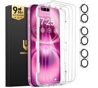 UNBREAKcable iPhone 16 Plus Screen Protector 3-Pack, Upgraded Dual-Tempered Glass + 3 Camera Lens Protectors, Military-Grade 9H Hardness, HD Clarity, Anti-Fingerprint, Case Friendly, 6.7 Inch