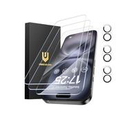 UNBREAKcable iPhone 16 Screen Protector 3-Pack, 3 Tempered Glass + 3 Camera Lens Protectors, 9H Hardness, HD Clarity, Anti-Fingerprint, Case Friendly, 6.1 Inch