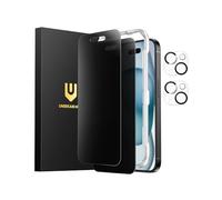 UNBREAKcable Privacy Screen Protector for iPhone 15 (6.1-Inch), 2-Pack + 2 Lens Protectors｜25° Anti-Spy｜9H Hardness｜Anti-Fingerprint｜HD Clarity Tempered Glass