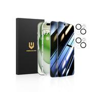 UNBREAKcable Privacy Screen Protector for iPhone 15 Plus (6.7-Inch), 2-Pack + 2 Lens Protectors|25° Anti-Spy|9H Hardness|Anti-Fingerprint|HD Clarity Tempered Glass