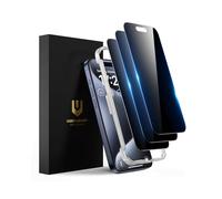 UNBREAKcable Privacy Screen Protector for iPhone 15 Pro Max, Shatterproof Tempered Glass [True 25°Anti Spy] [9H Hardness] [Easy Installation Frame] Private Protector for iPhone 15 Pro Max 6.7"-3 Pack