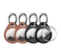 UNBREAKcable Protective Case for AirTags, [4-Pack] AirTags Loop Holder, Scratch-Resistant and Lock Design Scratch Protection Keychain, TPU Case for Keys, Bags, Luggage and Pet Collar (Black&Brown)