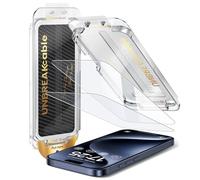 UNBREAKcable Screen Protector for iPhone 15 Pro Max, Pull-To-Protect Easy Installation, Auto Dust-Elimination, 9H+ Military-Grade Tempered Glass, Bubble-Free, Case Friendly, HD Clear, 6.7 Inch, 2 Pack