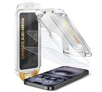 UNBREAKcable Screen Protector for iPhone 16 Plus/15 Plus, Pull-To-Protect Easy Installation, Auto Dust-Elimination, 9H+ Military-Grade Tempered Glass, Bubble-Free, Case Friendly, HD Clear, 2 Pack