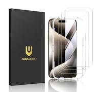 UNBREAKcable Shatterproof Tempered Glass Screen Protector for iPhone 15 Pro [3-Pack] [Easy Installation Frame] [9H Hardness] [99.99% HD Clear][Bubble Free] for Apple 6.1”