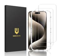UNBREAKcable Unbreakable Tempered Glass Screen Protector for iPhone 15 pro [2 Pack] [99.99% HD Clarity] [Easy Installation] [9H Hardness] [Bubble Free] for Apple 6.1"