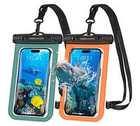 UNBREAKcable Waterproof Phone Pouch 2 Pack - IPX8 Waterproof Phone Case - Dry Bag for iPhone 15 Pro Max 14 13 12 11 XR XS SE Samsung S23 S23+ S22 S22+ S21 FE S10+ Huawei etc... - 7 Inch - Orange&Green