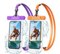 UNBREAKcable Waterproof Phone Pouch, IPX8 Universal Waterproof Phone Case Dry Bag with Lanyard for iPhone 14 13 12 11 Pro Max XR X XS SE 8 Plus Samsung S23 S22 Ultra S21 S10 up to 7", Orange + Purple