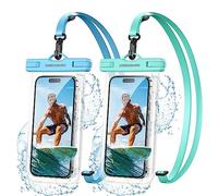 UNBREAKcable Waterproof Phone Pouch, IPX8 Universal Waterproof Phone Case Dry Bag with Lanyard for iPhone 15 14 13 12 11 Pro Max XR X XS SE 8 Plus Samsung S23 S22 Ultra S21 S10 up to 7", Green + Blue