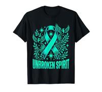 Unbroken Spirit Teal Ribbon Ovarian Cancer Awareness Phoenix T-Shirt
