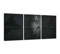 Unbruvo Tiger Motivational Wall Art - 3 Piece Canvas Prints for Office Home, Inspirational Leadership Quotes, Framed Tiger Picture for Office, Living Room, Bedroom(36''Wx 16''H)