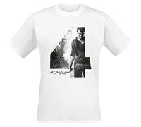 UNCHARTED 4 Men's A Thief's End T-Shirt, White, Medium