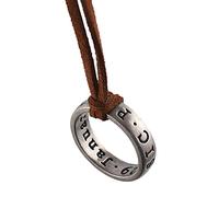 Uncharted 4 Nathan Drake Ring Necklace for Men with Adjustable Leather Cord Handmade, Metal