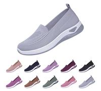 unclaimed+Packages+for+Sale Slip On Trainers Women Wide Fit Ladies Breathable Mesh Walking Running Shoes Comfortable Arch Support Soft Sole Athletic Tennis Shoes Women Sale Grey 6