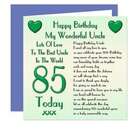Uncle 85th Happy Birthday Card - Lots of Love to The Best Uncle in The World - 85 Today