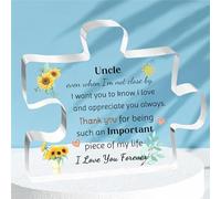 Uncle Acrylic Plaque Puzzle Ornaments Men Father's Day Gifts Personalised Birthday Christmas Eve Home Desk Signs Decoration Retirement Family Appreciate Thank You Sunflower Keepsakes