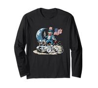 Uncle America on Moon with Vehicle and Earth Long Sleeve T-Shirt