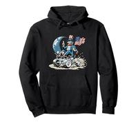 Uncle America on Moon with Vehicle and Earth Pullover Hoodie