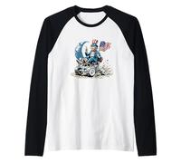 Uncle America on Moon with Vehicle and Earth Raglan Baseball Tee