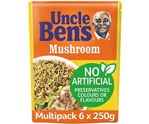 Uncle Bens Mushroom Microwave Rice, Bulk Multipack 6 x 250 g pouches