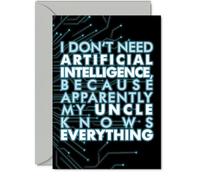 Uncle Birthday Card - AI Party - Happy Birthday Card for Uncle from Nephew Niece, A5 knows Bday Greeting Cards