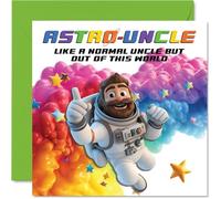 Uncle Birthday Card - Astro-Uncle - Happy Birthday Card for Uncle from Nephew Niece, 145mm Astronaut Space Bday Greeting Cards