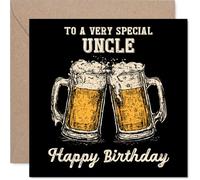 Uncle Birthday Card - Bday Beer - Happy Birthday Card for Uncle from Nephew Niece, 145mm Cheers Beer Greeting Cards