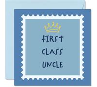 Uncle Birthday Card - First Class - Happy Birthday Card for Uncle from Nephew Niece, 145mm Fathers Day Greeting Cards