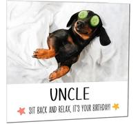 Uncle Birthday Card - Relax Dog Dachshund Funny Birthday Cards for Uncle