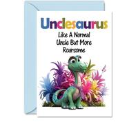 Uncle Birthday Card - Roarsome Unclesaurus - Happy Birthday Card for Uncle from Nephew Niece, A5 Dinosaur Bday Greeting Cards