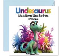 Uncle Birthday Card - Roarsome Unclesaurus - Happy Birthday Card for Uncle from Nephew Niece, 145mm Dinosaur Bday Greeting Cards