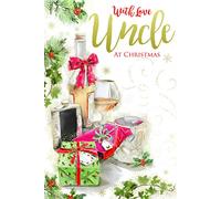 Uncle Brandy Hip Flask Gifts & Holly Design Christmas Card Lovely Verse