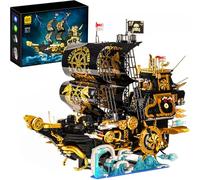 UNCLE BRICK Pirate Ship Building Block Set,with Lights and Power Motor,Steampunk Freedom Number Ship Model，Stem Toys for Ages 8-13，Toy Building Sets for Adults，Suitable As A Holiday Or Birthday Gift