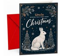 Uncle Christmas Card, Winter Hare and Trees Night Sky
