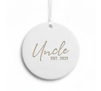 Uncle Est. 2025 Christmas Ornament, Uncle Gift, Pregnancy Reveal Gift Idea, New Uncle Ceramic Engraved Christmas Ornaments