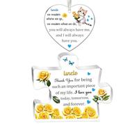 Uncle Gifts Men 2PC Set Acrylic Puzzle Plaque Heart Hanging Ornament Fathers Day Birthday Appreciate Thanksgiving Uncle Thank You Keepsake Retired from Niece Nephew