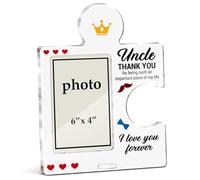 Uncle Gifts Picture Frame, Best Uncle Gifts Great Birthday Gift from Niece Nephew Fathers Day Thanksgiving Christmas Gift Ideas Acrylic Puzzle Piece Desk Photo Frames, Vertical 6 x 4 Inch Photo